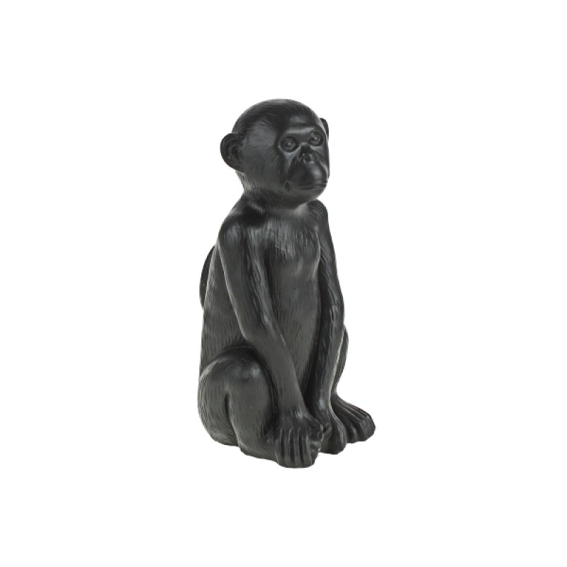 BLACK SITTING MONKEY CEMENT - DECOR OBJECTS